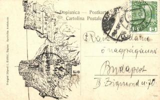 Dubrovnik, Ragusa; Hotel Imperial; ink drawing on backside