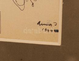 Ámos Imre (1907-1944): Az apokalipszis haggadája. Reprint nyomat, papír, üvegezett keretben, 22×15 c...