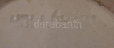 Hollóházi porcelán füles váza, kézzel festett, jelzett a máz alatt, sérült, kopásnyomokkal, lepattan...