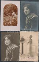 cca 1910 Eddy Delling osztrák színésznő fotói, közötte sok aláírt, néhány képeslap saját keze írásáv...