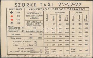 1939 Szürke taxi reklám kártya. 7,5x12cm