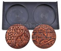 Szovjetunió 1978. "Kraszonjarszk 350 éves" Br emlékérem pár eredeti tokban (81mm) T:2
Sovi...