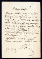 Velössy Béla cserkészíró és rajzoló kézzel írt levelezőlapja Windhaber Alajos cserkészírónak