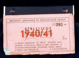 1940-41 Budapesti Lawn-Tennis és korcsolyázó Egylet fényképes Bérletjegy. 12x8cm