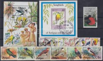 1984-1985 Birds 17 stamps + 2 block, 1984-1985 Madár motívum 17 db bélyeg + 2 db blokk, közte elsőnapi bélygzéssel