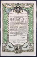 Ausztria/Bécs 1915. "3. Háborús Hadikölcsönkötvény" 10.000K-ról szelvényekkel, bélyegzéssekkel T:III Austria/Vienna 1915. "3rd War Loan" about 10.000 Corona with coupons and stampes C:F