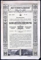 Ausztria / Innsbruck 1912. "Mittelwaldbahn" kötvénye 1000K-ról szelvényekkel T:II- Austria / Innsbruck 1912. "Mittelwaldbahn" bond about 1000 Kronen with coupons C:VF