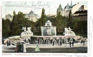 München, Wittelbachbrunnen mit Café Luitpold und Theatinerkirche / fountain, cafe, church