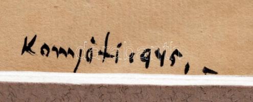 Komjáti-Wanyerka Gyula (1894-1958): Sorban állás. Vegyes technika, papír, jelzett, paszpartuban, 17×...