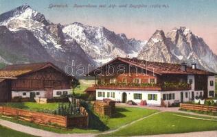 Garmisch-Partenkirchen, Bauernhaus mit Alp- und Zugspitze