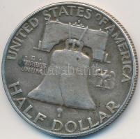Amerikai Egyesült Államok 1954D 1/2$ Ag "Franklin" T:2- 
USA 1954D Half Dollar Ag "Fr...