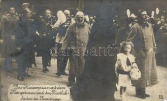 Vienna, Wien; Das Kaiserpaar mit dem Kronprinzen und den Fürstlichkeiten im Trauerzuge / Charles IV, Zita, Otto, Wilhelm II, Kronprinz Wilhelm, Ferdinand of Bulgaria, Leopold of Bavaria at the funeral of Franz Joseph (EK)