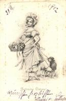 Easter, lady with lambs and eggs (EK)