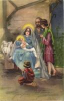 Christmas, Saint Family with baby Jesus, HWB Alabasster Serie 4474. s: Hannes Petersen