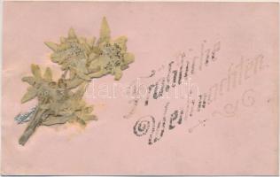 Christmas, hand-made postcard with real dried flower (r)