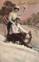 New Year, sleighing couple