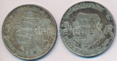 1947. 5Ft Ag "Kossuth" (2x) T:2-,3 Adamo F8.1