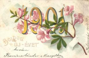 1901 New Year, flower litho (EK)