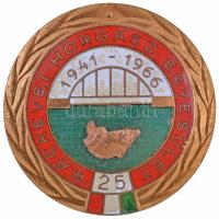 1966. "Ráckevei Horgász Egyesület 25 éves" aranyozott zománcozott fém jelvény (36mm) T:2