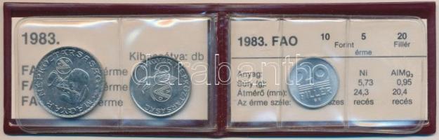 1983. 20f + 5Ft + 10Ft "FAO" eredeti tokban tanúsítvánnyal + 100Ft CuNi "FAO" er...