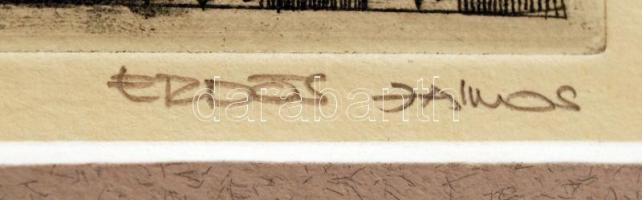 Erdős János (1938-): Fehérlófia. Rézkarc, papír, jelzett, paszpartuban, 14×10 cm