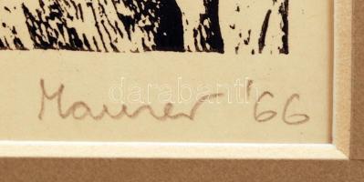 Maurer Dóra (1934-): Illusztráció. Fametszet, papír, jelzett, paszpartuban, 15×8 cm