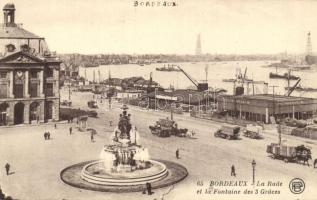 Bordeaux, La Rade, Fontaine des 3 Graces / port, fountain, automobiles