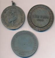 1949. &quot;Magyar Röplabda Szövetség - III. Téli Kupa 1949&quot; fém díjérem (40mm) + 1954. &quot;Petőfi Csatornázási Művek S.K. 1954. III. hely&quot; fém díjérem (40mm) + DN &quot;A Magyar Kommunista Párt a Sportért&quot; fém érem füllel (36mm) T:2,2-,3