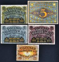 Nagyszőllős 1919. 50f + 1K + 2K + 3K + 5K "Ugocsai Világítási Rt." értékjegy borítékban T:...