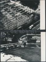 cca 1970 Bp., Az Erzsébet híd felújítása, 4 db fotó, 9x12 cm