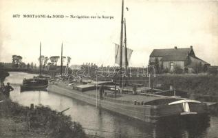 Mortagne-du-Nord, Navigation sur la Scarpe / river, barge (EK)