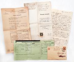 cca 1900-1950 Vegyes okmányok, cca 25db: Jogi levelezések, fizetési meghagyások, végzések, árverési ...