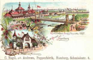 1897 Hamburg, Gartenbau Austellung, Thor am Holstenplatz, litho (b)