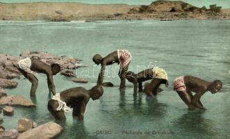 Cairo, Pecheurs de Cocodriles / Egyptian crocodile hunters, folklore (taken from a leporello)