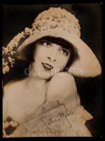 cca 1920 Colleen Moore(1900-1988), a némafilm korszak egyik legnagyobb sztárja, nyomtatott aláírással, 16x21 cm