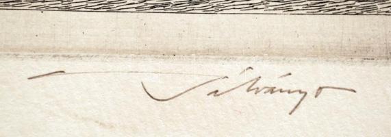 Bálványos Huba (1938-): Az új otthon. Rézkarc, papír, jelzett, 30×38 cm