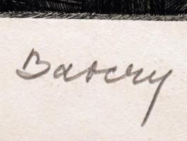 Barczy Pál (1933-): A tanácstag. Rézkarc, papír, jelzett, 19×28 cm