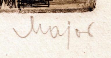 Major János (1934 - 2008): Decsi népművészeti ház. Rézkarc, papír, jelzett, 19×28 cm