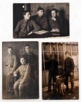 I. Világháborús katonai csoportképek fotólapon, 3db, 8,5x13,5cm / Military photo