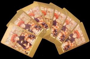 cca 1940 Römi kártya csomag, hátoldalán festményekkel / Vintage American rummy cards