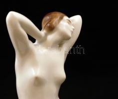 Zsolnay porcelán akt, apró mázhibával, jelzett, m: 24 cm