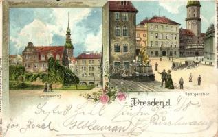 1898 Dresden, Schlosshof, Georgenthor, Adolf May Kunstanstalt No. 16. litho (EB)