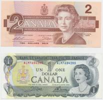 Kanada 1973. 1$ + 1986. 2$ T:I-,II- Canada 1973. 1 Dollar + 1986. 2 Dollars C:AU,VF