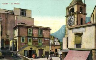 Capri, La Piazza, Calzoleria / square, clock tower,