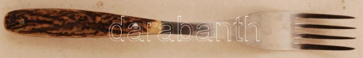 Agancs nyelű hatszemélyes étkészlet, jelzés nélkül, kis hiánnyal, dobozban