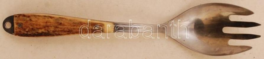 Agancs nyelű hatszemélyes étkészlet, jelzés nélkül, kis hiánnyal, dobozban