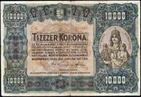 1920. 10.000K "Orell Füssli Zürich" piros sorozat- és sorszámmal T:III-