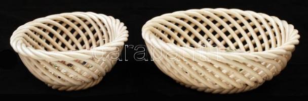 Hollóházi Riolit áttört kosár (2db), kézzel festett, jelzett, hajszálrepedéssel, lepattanásokkal,  d...