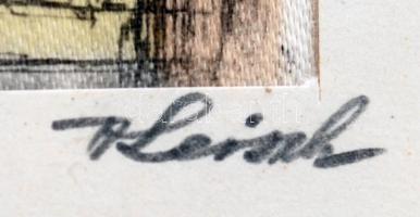 Olvashatatlan jelzéssel: Wien, Prater, Riesenrad, színezett rézkarc, selyem, paszpartuban, üvegezett...