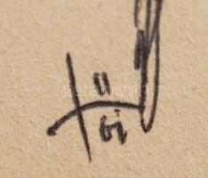 Szőnyi Jenő (1902-?): Fekvő akt. Tus, papír, jelzett, 16×19 cm